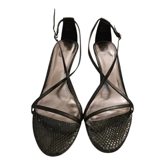 Women's Calvin Klein Strappy Heels Black Size 8.5 - Picture 3 of 8